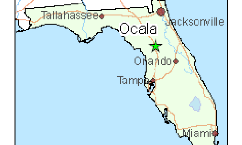 Ocala on florida map